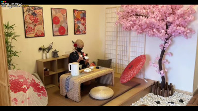 Charming Slim Blonde Geisha Entices a Guy Into Hot Sex During the Tea Ceremony