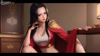 Sexy Busty AI-generated Beauty Boa Hancock (One Piece) Shares Her Nakedness & Gets Facialized