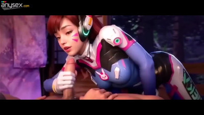 Ai generated video. Dva from Overwatch enjoys a lot sucking a long impressive cock