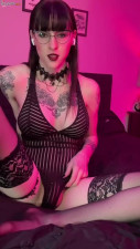 Aroused Goth shemale pleases herself by jerking off in sweet solo