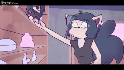 Animated porn-cartoon with purple-haired Voodoo-doll