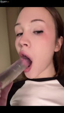 Gorgeous Pale Tgirl puts a dildo inside her asshole