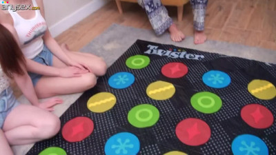 Group of teens is having lots of fun playing sex twister in pairs