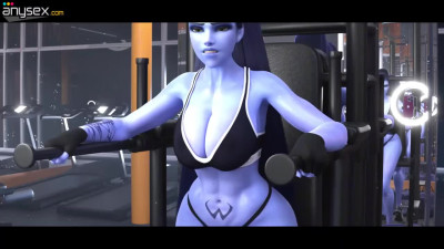 Busty 3d animated Widowmaker is getting roughly fucked by a bbc guy while training at the gym