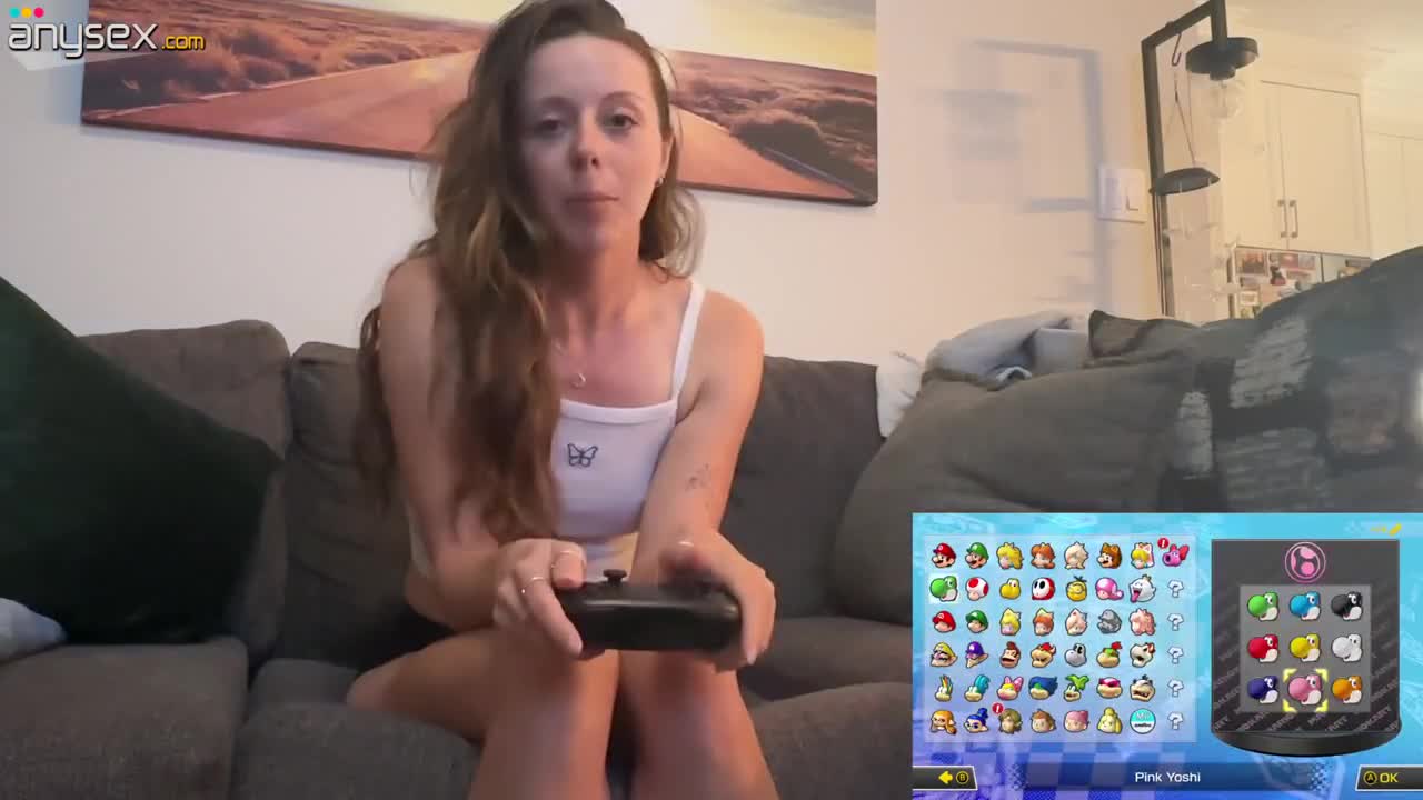 Cute gaming girl Nadia Foxx plays Mario Kart with a Lovence Vibrator Free Porn Videos | ePornAny.