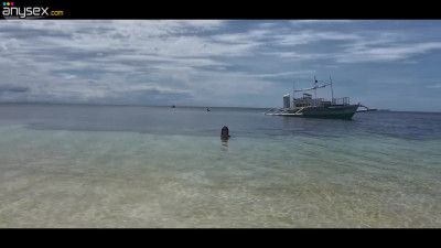 Petite asian swims in the ocean, then gets fucked in the ass back at home