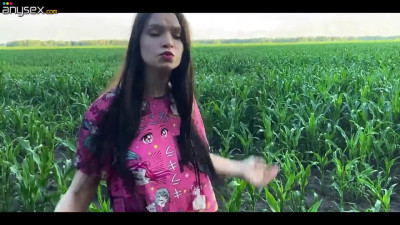 Cute teen gets lost in the cornfield with her stepbro who distracts her from worrying with his cock