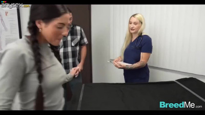 Cuckold husband watches how an older doctor tries to get his hot wife pregnant