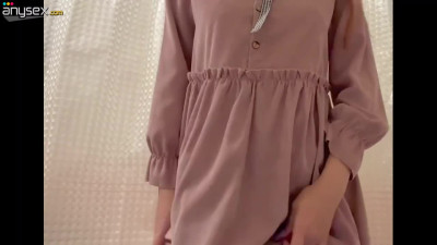 Petite redhead teen plays with her pussy through purple panties