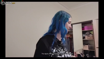 Travel Blog with busty blue hair French babe and random guy's cock
