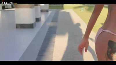 Tiny inked Asian got wild fuck on vacation with huge cum on her flat tits